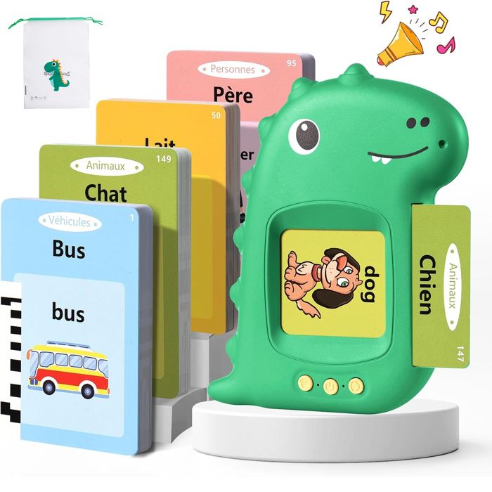 Cartes Flash Parlantes Éducatives 225 Feuilles 510 Mots - Jouet Montessori 3 Ans+