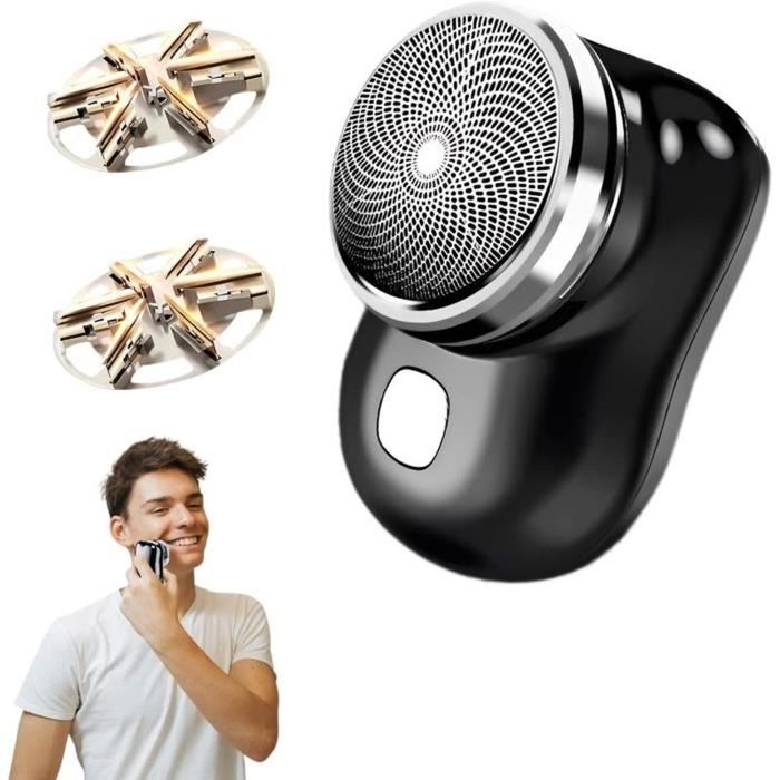 Rasoir Electriques Hommes Mini Rasoir Electrique Portable Rechargeable Tondeuse Barbe Homme Mini Rasoir de Voyage avec 3