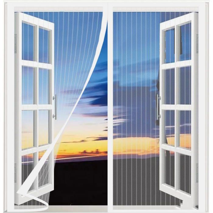 Moustiquaire Porte Fenetre Magnetique 160x265cm Blanc Rideau De