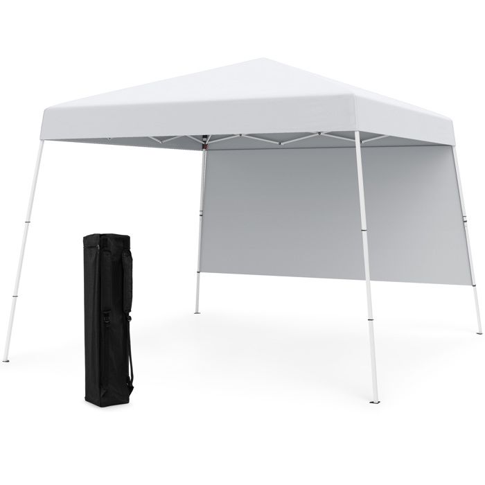 COSTWAY Tente Pop-Up Pliable 3 x 3 M avec 1 Mur Latéral - Protection Solaire UPF50+ - Sac à Dos Portable pour Camping Blanc COSTWAY Tente Pop-Up Pliable 3 x 3 M avec 1 Mur Latéral - Protection Solaire UPF50+ - Sac à Dos Portable pour Camping Blanc