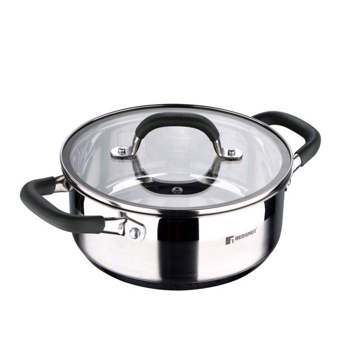BERGNER Cocotte en acier inoxydable avec couvercle MIDNIGHT 20 cm 23 litres BG-32126-MM
