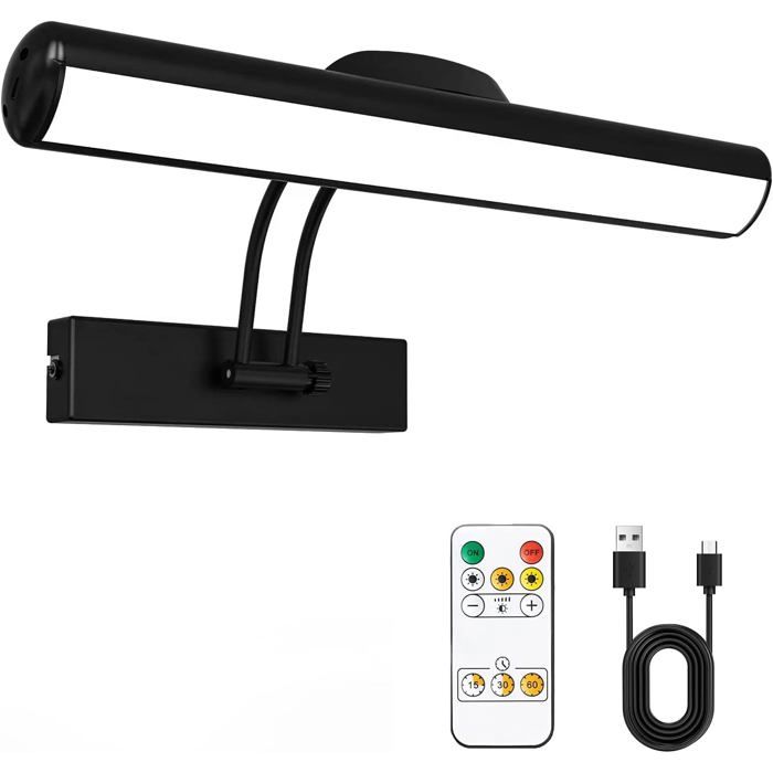 Applique murale télécommandée lampe à tableau LED sans fil tête de lampe LED rotative avec minuterie
