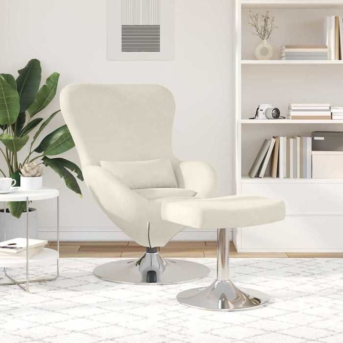 CLARENCE® Fauteuil simple - Chaise-Canapé - pour salon/chambre/bureau - Lot de 2 Crème 63x73x90 cm Velours LV5347