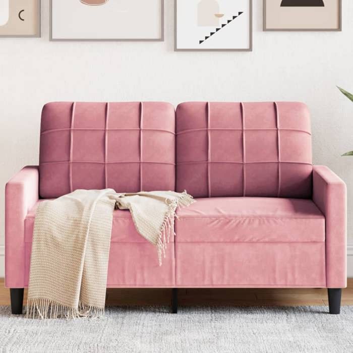 Rose Canapé 2 places - KEETHE - Sofa adulte/enfant - Rose 120 cm Velours LL971