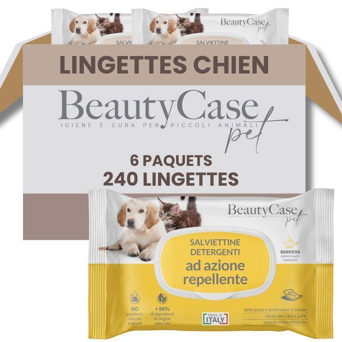 Beauty Case Lingettes Nettoyantes pour Animaux à Action Répulsive - 240 pcs