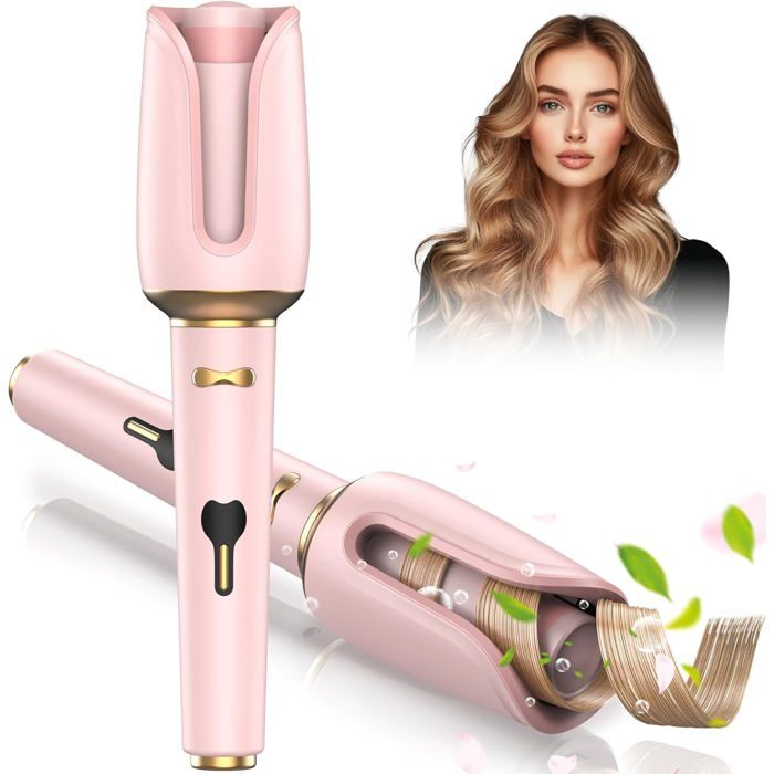 Fer à boucler automatique 32 mm - Fer à boucler intelligent 4 températures réglables écran LCD chauffage rapide et sûr rose