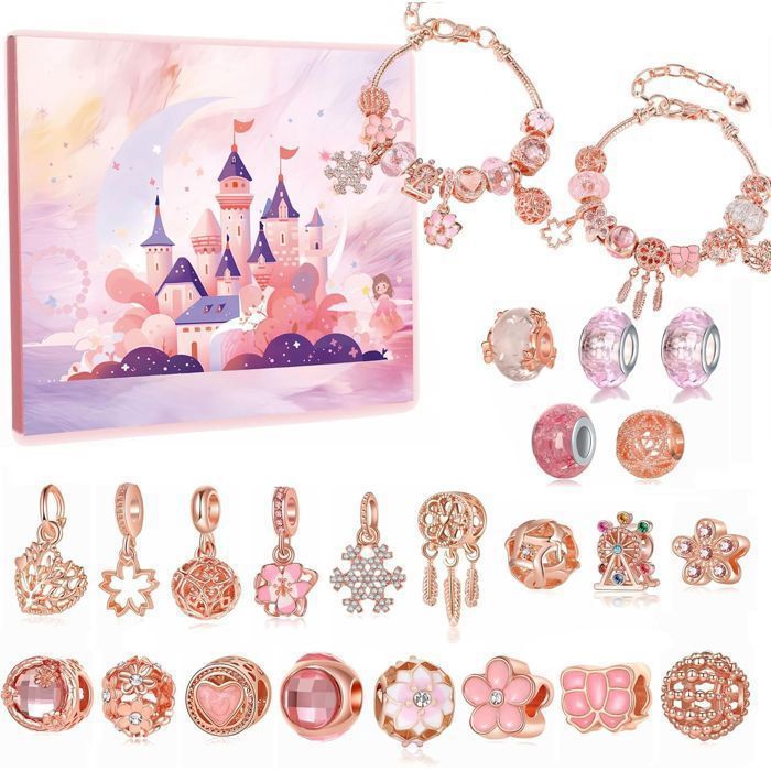 Calendrier De L'Avent Bracelet DIY 2025 - 24 Surprises Bijoux Pour Fille/femme - Kit Perles Et Bracelets Ajustables