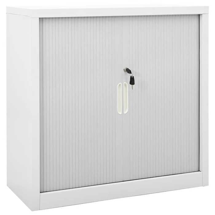 Armoire à portes coulissantes - JILL - Gris - Acier - 90x40x90 cm - 2 étagères réglables - Serrure - Capacité 90 kg