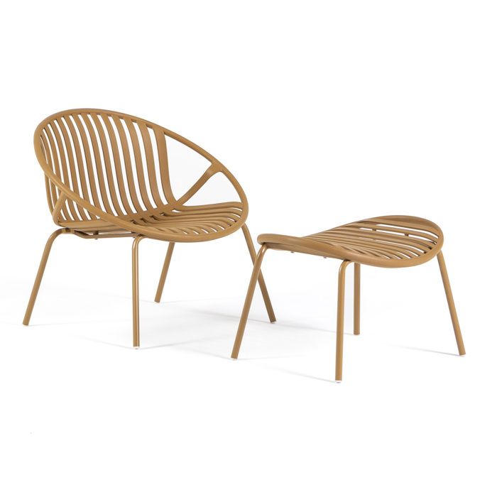 Fauteuil de jardin avec repose-pieds en polypropylène design moderne pour la zone piscine les jardins terrasses Tilde - Ocre