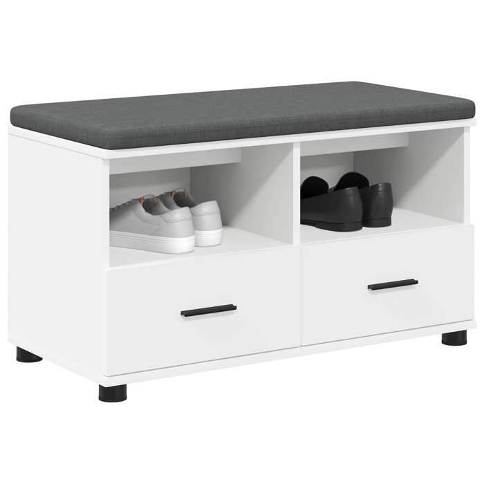 [80722]Banc dentrée - Meuble d Entrée - Grand espace de rangement - avec coussin avec tiroir Blanc 80x38x46 cm Poids:20.99 Kg