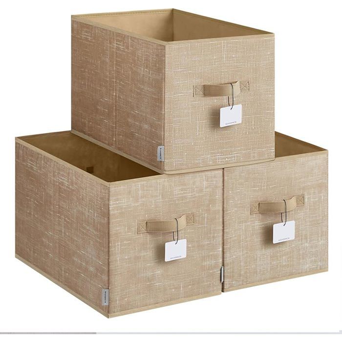 Lot de 3 boîtes de rangement pliables en tissu 50 x 30 x 30 cm pour placard 2 poignées pour chambre à coucher 50 X 30 X 30 C PANIER