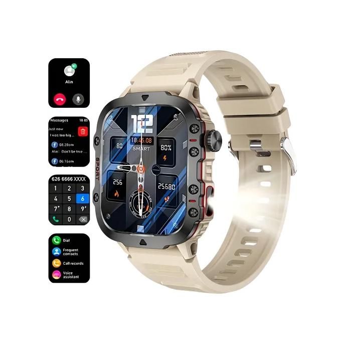Montre connectée : appels textos sport contrôle caméra suivi activité compat. iPhoneAndroid USB bracelet .