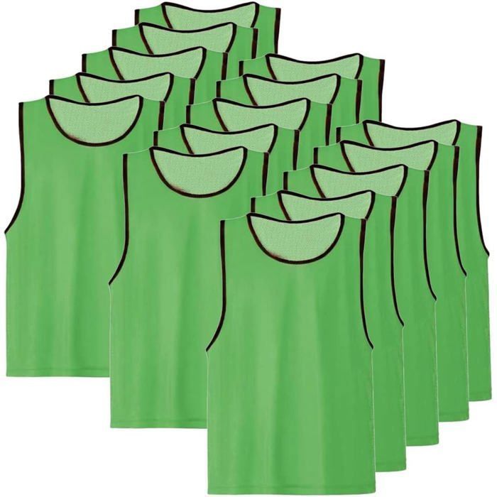 Lot de 15 Chasuble ajourée simple de taille XSmall gilet dentrainement couleur VERT FLUO Lot de 15 Chasuble ajourée simple de taille XSmall gilet dentrainement couleur VERT FLUO