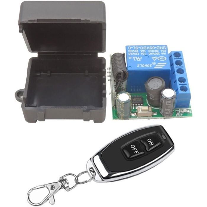 Commutateur de Télécommande sans Fil 433Mhz 5V 12V 24V 1 Canal Radio Commande Relais Récepteur avec 1 émetteur Porte-clés Contacts Commutateur de Télécommande sans Fil 433Mhz 5V 12V 24V 1 Canal Radio Commande Relais Récepteur avec 1 émetteur Porte-clés Contacts