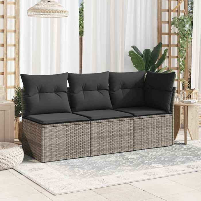 Canapé dangle de jardin - moderne - MEUBLE JARDIN - avec coussins gris résine tressée CC109