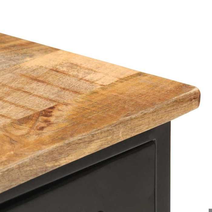 Décoratif - Buffet bahut - Placard de rangement moderne - 110x30x65cm - bois de manguier massif brut et acier - pour entrée con34868