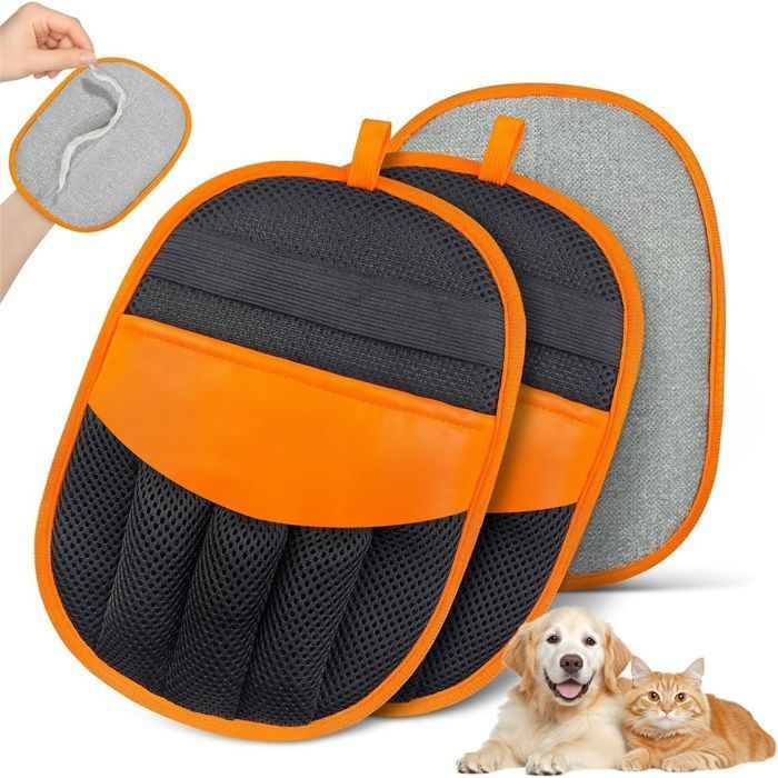 2PCS Gant Brush pour Enlever Les PoilsGant de Toilettage Électrostatique pour Chiens et ChatsEnlève-Poils pour Meubles BROSSE