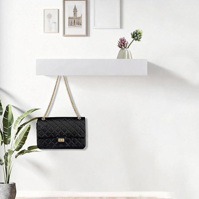 43cm Porte Manteau Mural avec Etagere Blanc Portemanteau Mural Patere Porte Manteau avec 5 Crochets et Étagères Blanc