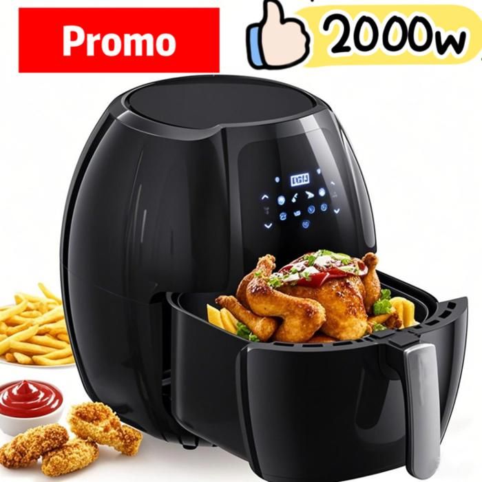 Friteuse sans huile 8L air fryer puissant 2000W 8 programmes température réglable cuisson saine 99% moins d FRITEUSE ELECTRIQUE