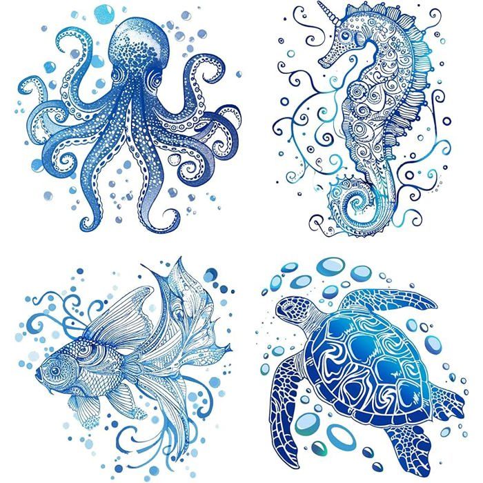 4 Autocollant de Fenêtre en Forme animal de Océan de 16cm Créature Marine Vie Marine Animal de Océan STICKERS