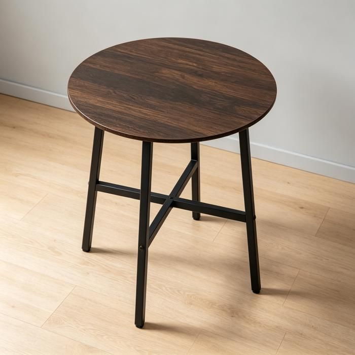 Table de salle à manger pour 4 personnes acier marron 80x80x76 cm pour cuisine et salon.