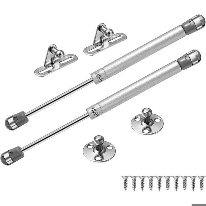 Vérin à gaz pour meuble - PZCC - 100N - Lot de 2 - Vis incluses - Force 10 kg (100N)