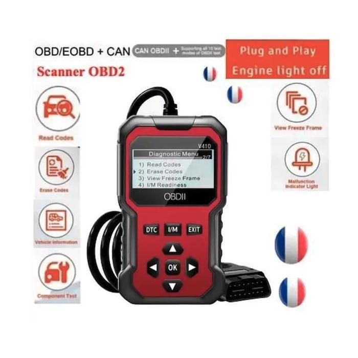 OBD2 diagnostic scanner S6 LECTEUR CODE ERREUR VALISE DIAG AUTO Outil diagnostic COULEUR ROUGE (NA2S-FRANCE)