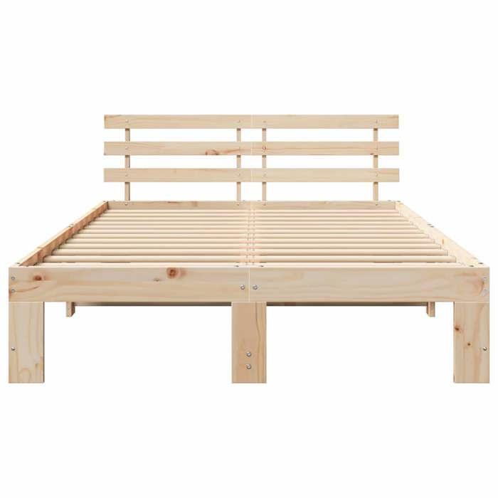 Cadre de Lit en Bois de Pin 120x190 Bois Naturel Bois de Pin Massif_2 ans garantie_14150
