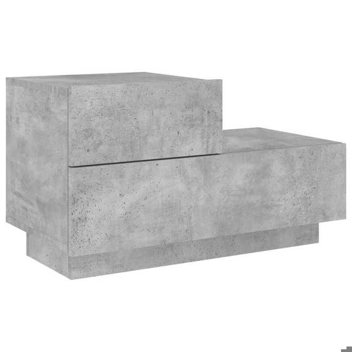 Cabinet de Lit Moderne Gris Table de chevet/nuit avec rangement avec lumières LED gris béton 70x36x40 5 cm CC3699
