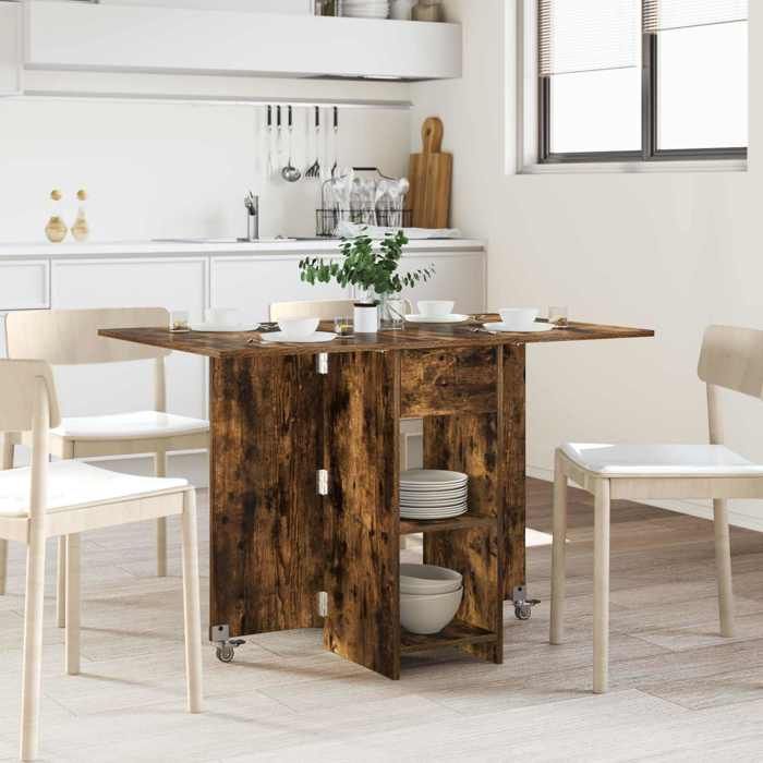 TABLE Marron - Table à dîner 115 x 70 x 75 cm Bois dingénierie Chêne fumé(Vidaxl)_4497