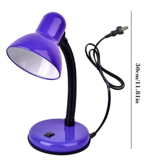 1 Lampe de bureau à pince socle plastique violet abat-jour métal tube flexible pour chambre enfant .