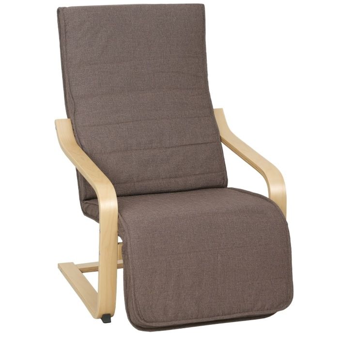 Fauteuil relax marron avec accoudoirs et repose-pieds réglable bois de bouleau 66 5 x 94 x 100 cm TYNQER