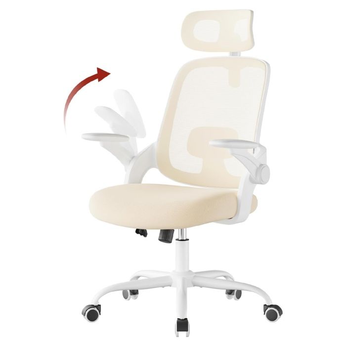 Chaise de bureau ergonomique en maille - WOLTU - Beige - Appui-tête réglable - Accoudoirs réglables 3D rabattables Chaise de bureau ergonomique en maille - WOLTU - Beige - Appui-tête réglable - Accoudoirs réglables 3D rabattables