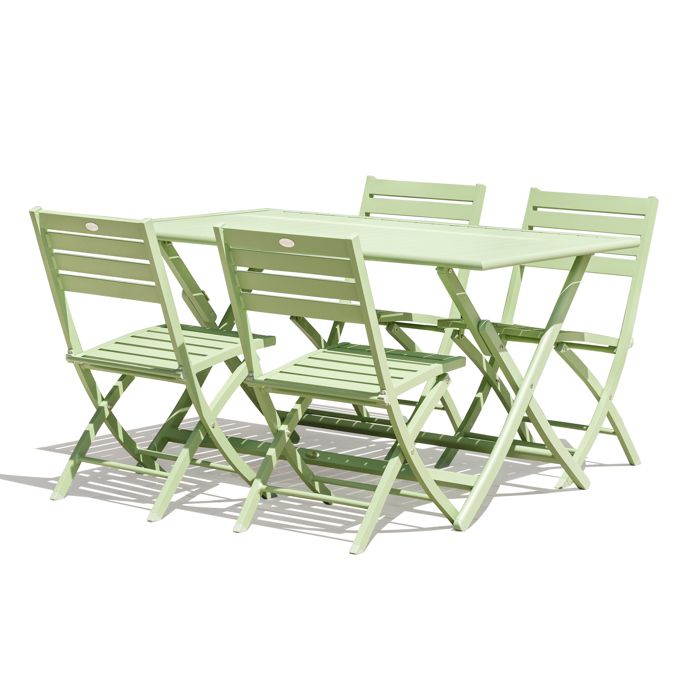 Ensemble repas de jardin 4 places en aluminium - Vert lagune - MARIUS Ensemble repas de jardin 4 places en aluminium - Vert lagune - MARIUS