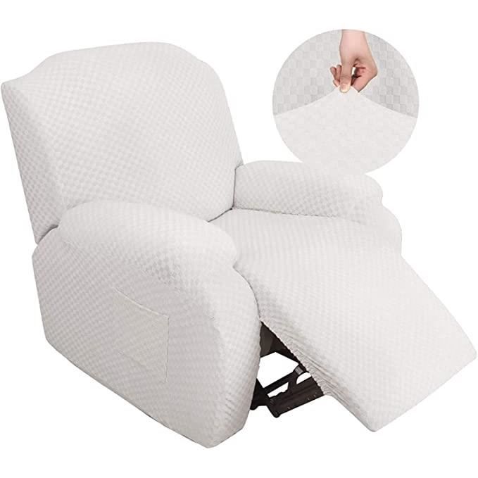 Extensible Housse Fauteuil Relax Complète Housse De Fauteuil WOVTE 1 Places Antidérapant Couverture - Blanc