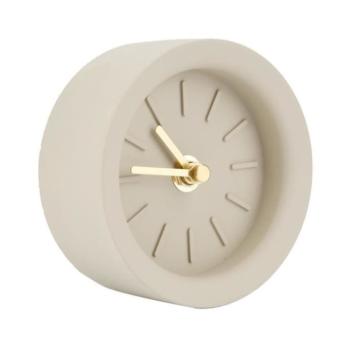 Horloge En Béton De Ciment Horloge De Table à Quartz Réveil Silencieux Cuisine Salon Chambre Bureau Horloge De Voyage (Batterie Non Incluse