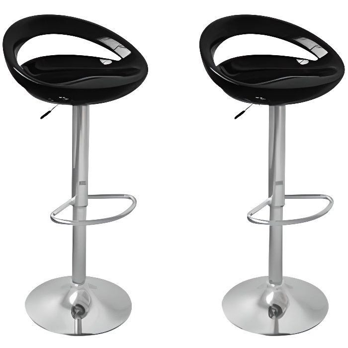 Tabouret de bar Snack noir - Lot de 2