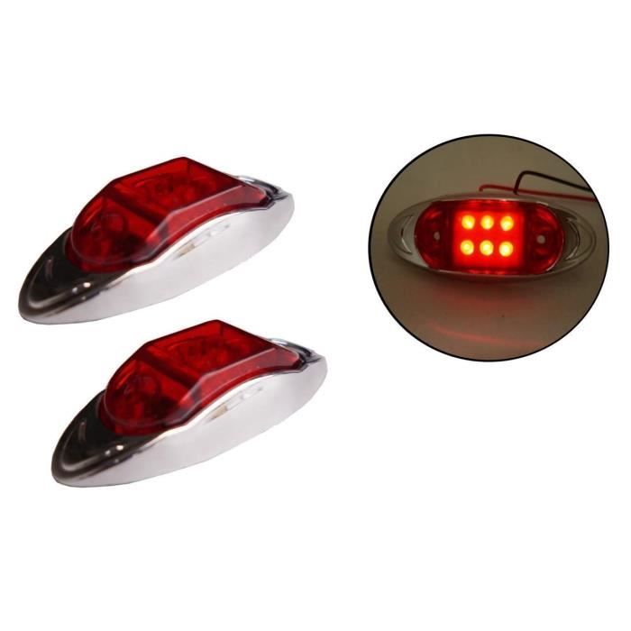 2 x 24V/12V 6 LED FEUX DE GABARIT CAMION CAMPER REMORQUES ROUGE OVALE  CHROME - Cdiscount Auto