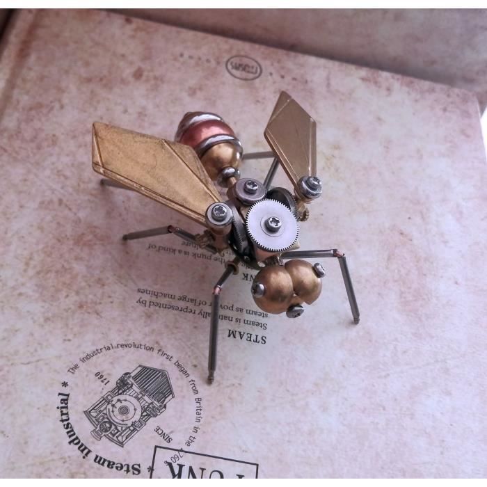 Insectes mécaniques 3D DIY, mouches de fruits steampunk tout en métal ...