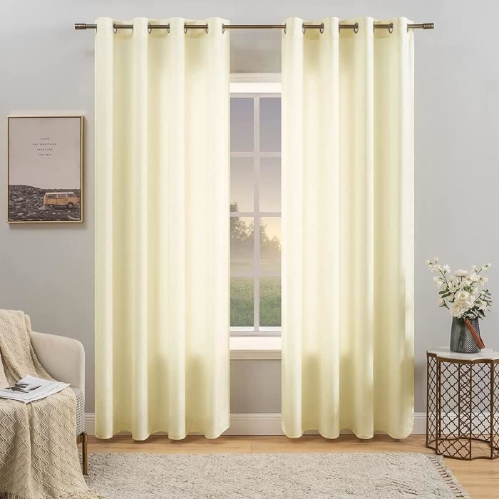 Rideaux Occultants œillets – Tissu Blackout Super Doux, Sur Mesure, Isolation Thermique Et Phonique, 2 Panneaux + Attaches