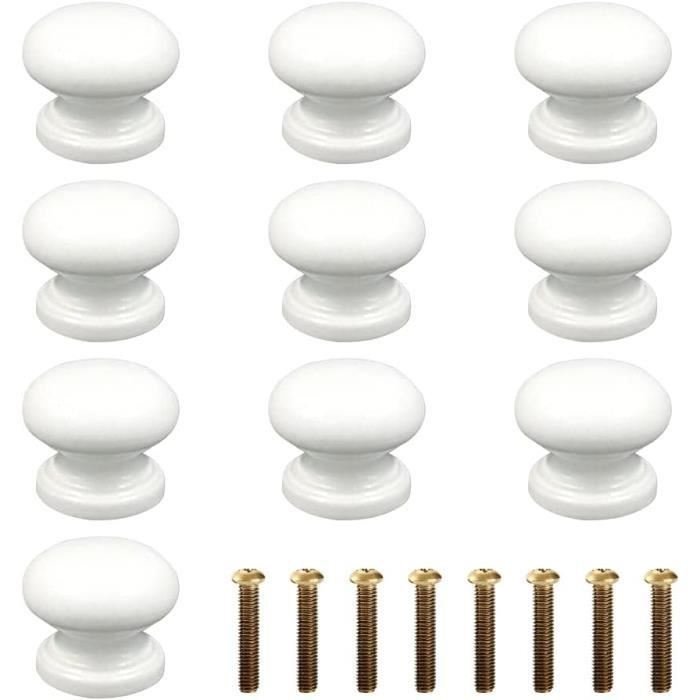 Lot De 10 Boutons De Tiroir En Bois Binet – Naturel – Moyen 28 Mm – Poignées Meuble Cuisine, Armoire