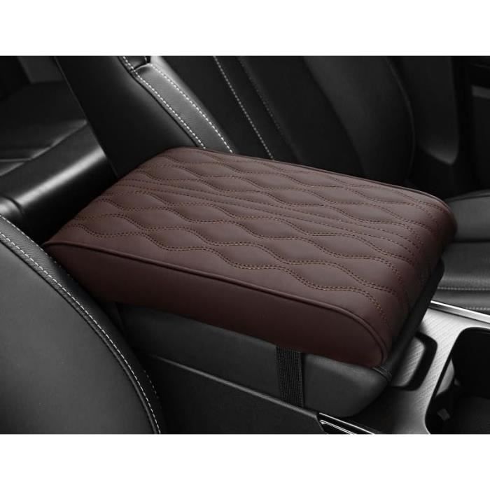 Coussin D'accoudoir De Voiture Universel | Mousse Mémoire De Forme, Housse Cuir Nappa Noir | 33x21x5 Cm