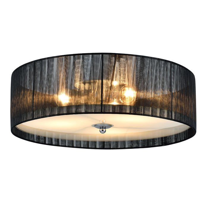 Plafonnier moderne lustre design lampe à suspension salon diamètre 40 cm tissu verre noir blanc Plafonnier moderne lustre design lampe à suspension salon diamètre 40 cm tissu verre noir blanc