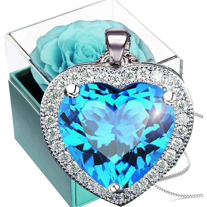 Fete Des Meres Rose Eternelle Rose éternelle Rouge Avec Pierre De Naissance Blanche En Argent 925, Véritable Rose Préservée Cadeau De Saint-valentin Pour Femme