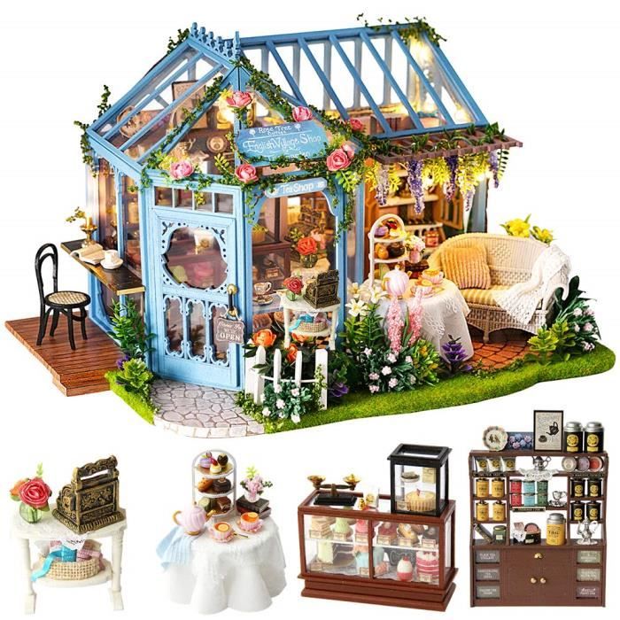 DIY Miniature Maison Maison de Poupée Bricolage Maison Miniature en Bois de  Poupée Bricolage avec un Style Architectural - Cdiscount Jeux - Jouets