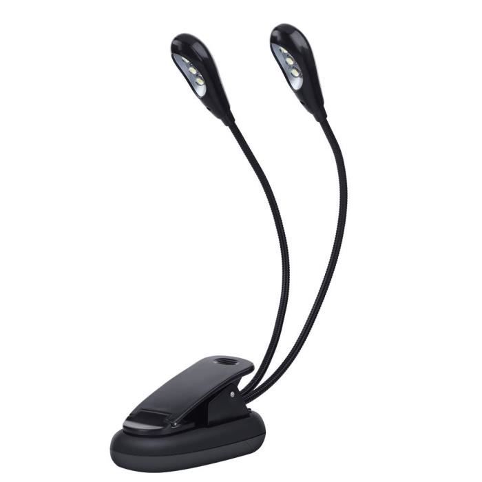 Clip sur Lutrin Lecture Mini double bras réglable Lampe LED (6 Perles)
