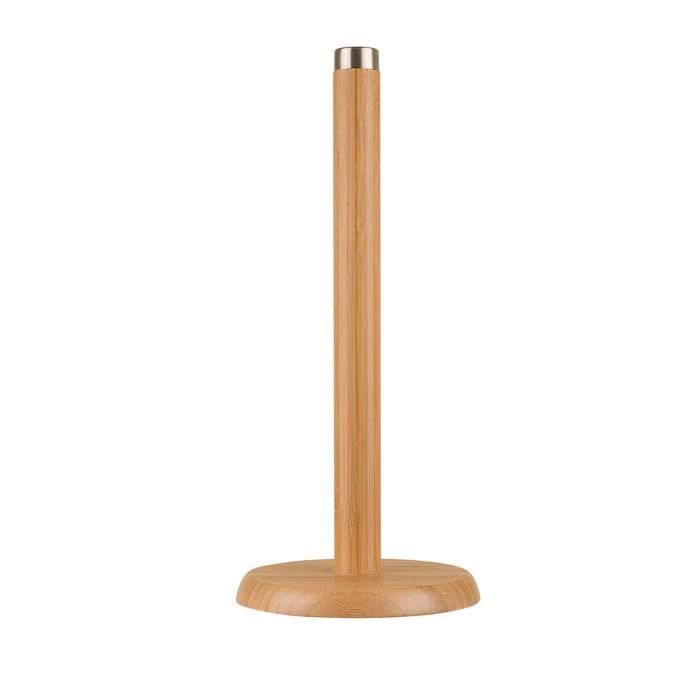 Zeller Porte Essuie-Tout Bambou Et Acier Marron - Élégant Et Pratique 14x32cm