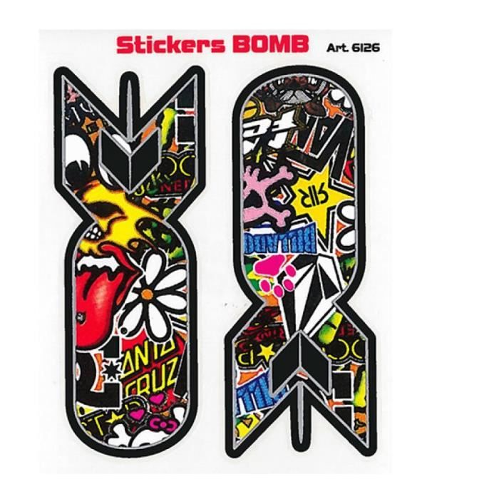 Autocollant stickers Bombing Bombe multicolore pour scooter cyclomoteur moto - MFPN : 6126 - Bombing Bombe-131895-1N