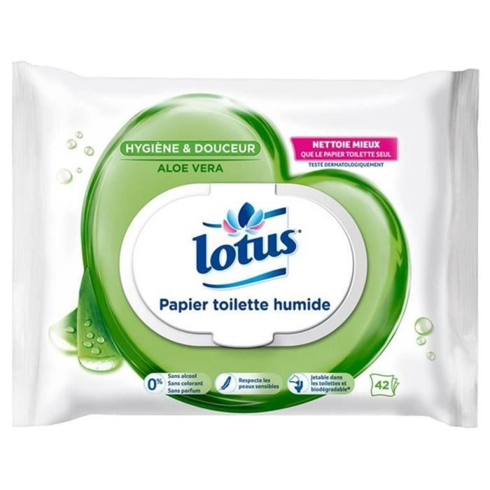 Lotus Papier Toilette Humide Aloé Véra 42 Lingettes (lot de 6