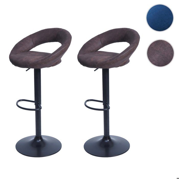 MCW 2x tabouret de bar MCW-F46 imitation de daim vintage marron foncé